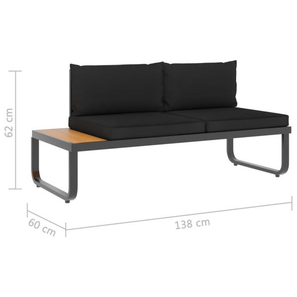 5-tlg. Garten-Ecksofa-Set mit Auflagen Aluminium und WPC