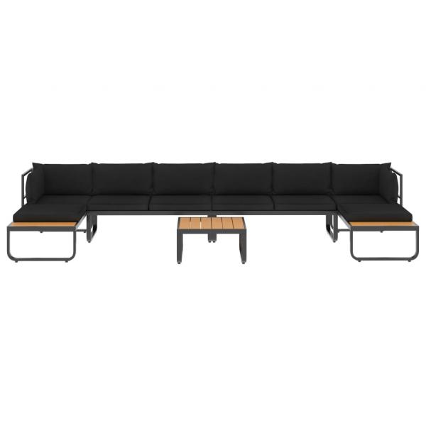 5-tlg. Garten-Ecksofa-Set mit Auflagen Aluminium und WPC