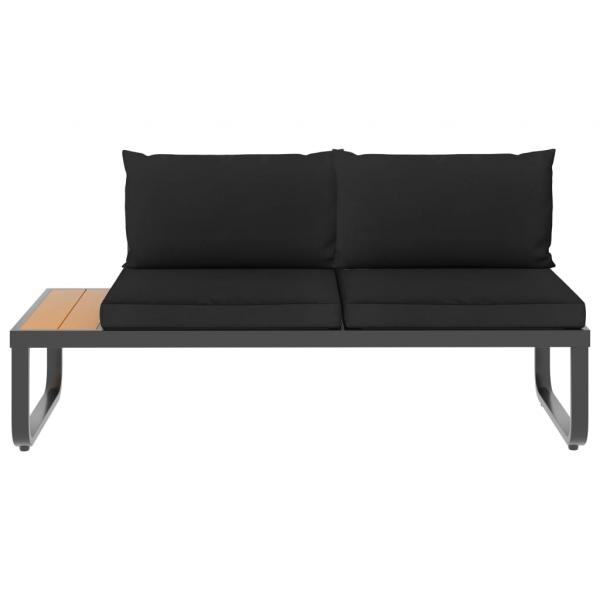 5-tlg. Garten-Ecksofa-Set mit Auflagen Aluminium und WPC