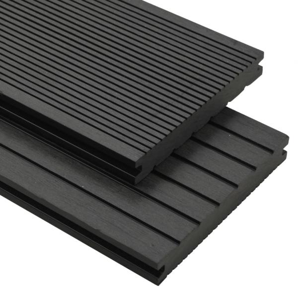 ARDEBO.de - WPC Massive Terrassendielen mit Zubehör 20 m² 4 m Schwarz