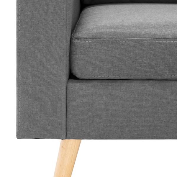 3-Sitzer-Sofa mit Hocker Hellgrau Stoff