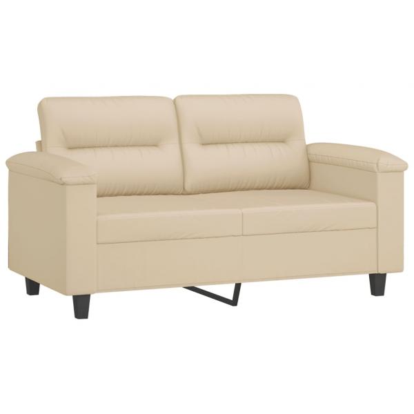 2-Sitzer-Sofa mit Kissen Creme 120 cm Mikrofasergewebe