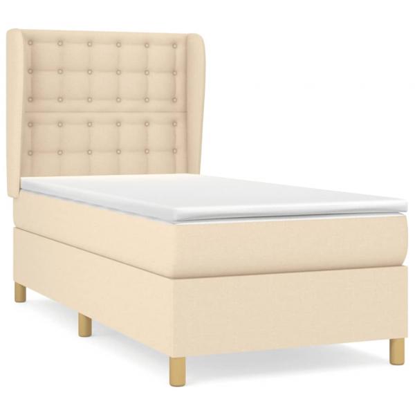 ARDEBO.de - Boxspringbett mit Matratze Creme 80x200 cm Stoff