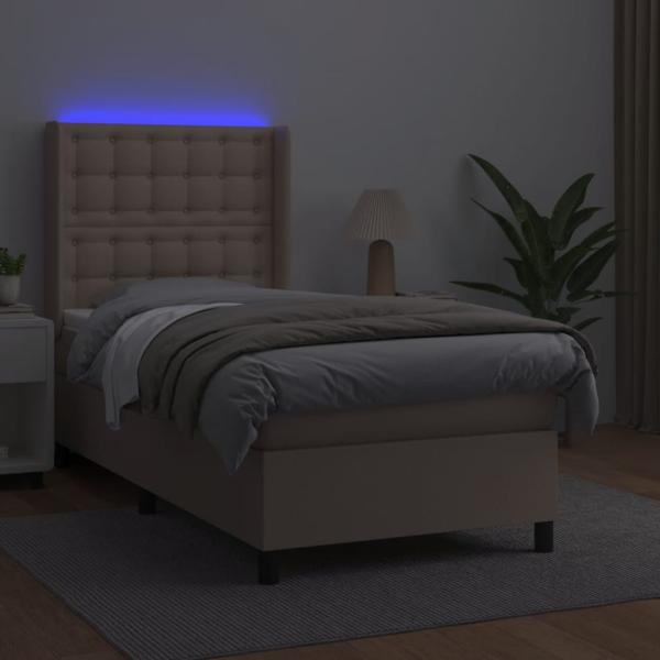 Boxspringbett mit Matratze & LED Cappuccino-Braun 80x200cm