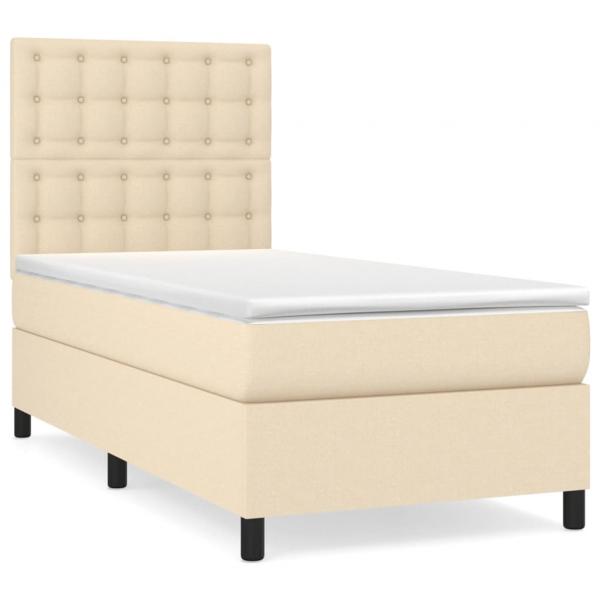 ARDEBO.de - Boxspringbett mit Matratze Creme 80x200 cm Stoff