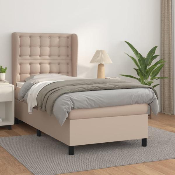 ARDEBO.de - Boxspringbett mit Matratze Cappuccino-Braun 80x200cm Kunstleder