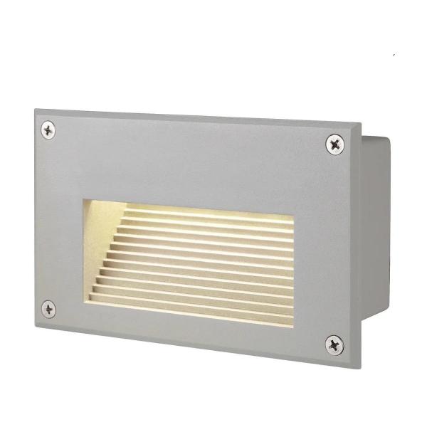 ARDEBO.de SLV BRICK DOWNUNDER, Outdoor Wandeinbauleuchte, LED, 3000K, IP54, rechteckig, silbergrau (229702)