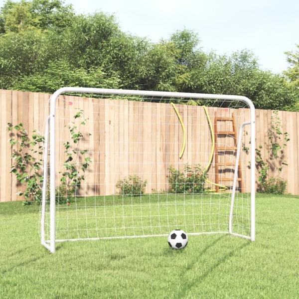 ARDEBO.de - Fußballtor mit Netz Weiß 214x75x152 cm Stahl & Polyester 