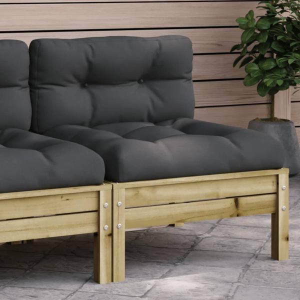 ARDEBO.de - Gartensofa ohne Armlehnen mit Kissen Kiefernholz