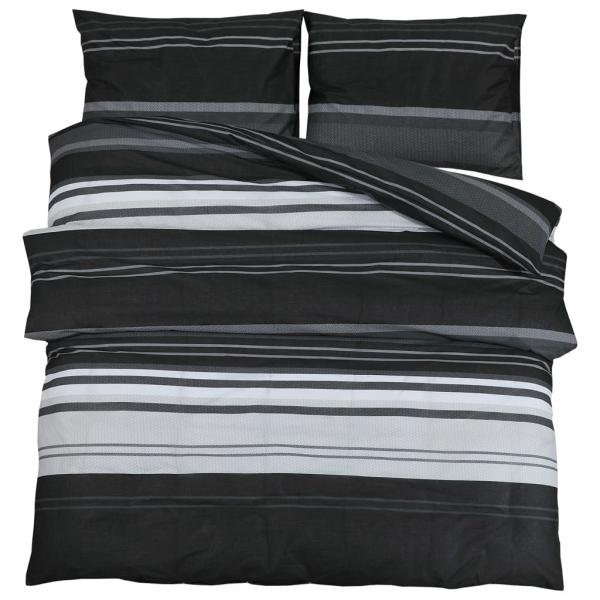 Bettwäsche-Set Schwarz und Weiß 220x240 cm Baumwolle