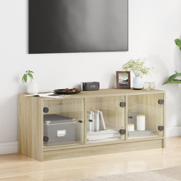 TV-Schrank mit Glastüren Sonoma-Eiche 102x37x42 cm