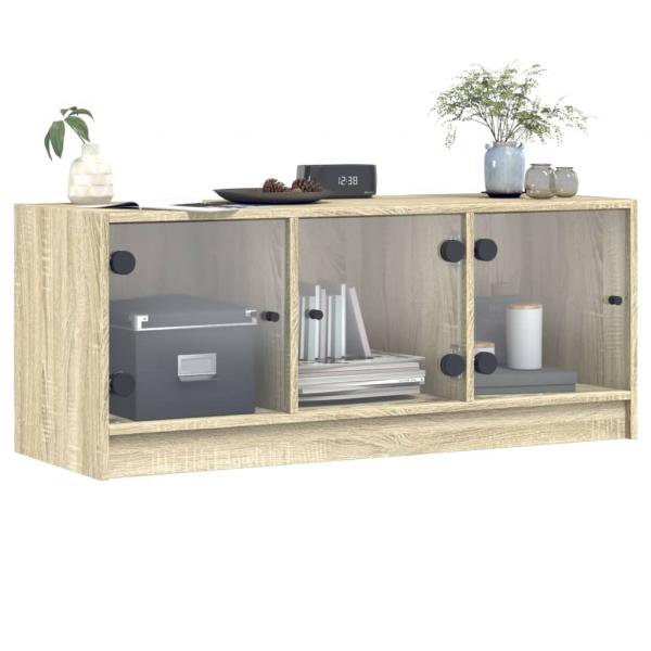 TV-Schrank mit Glastüren Sonoma-Eiche 102x37x42 cm