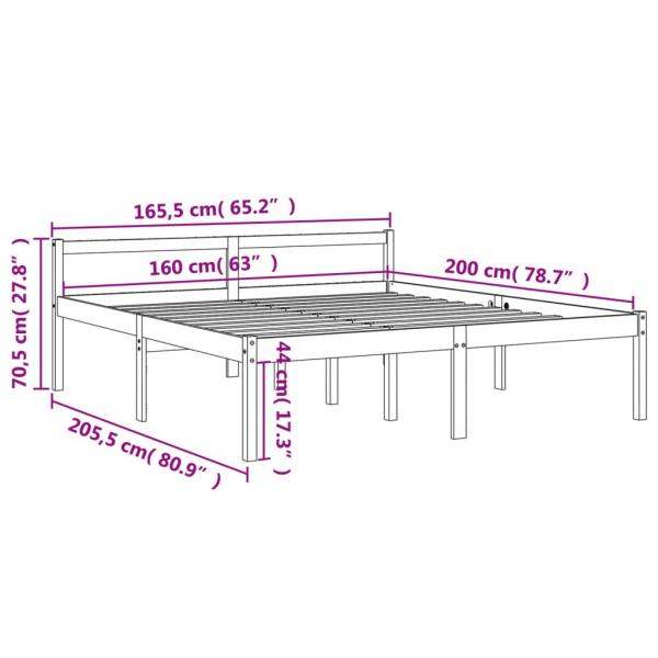 Seniorenbett Wachsbraun 160x200 cm Massivholz Kiefer