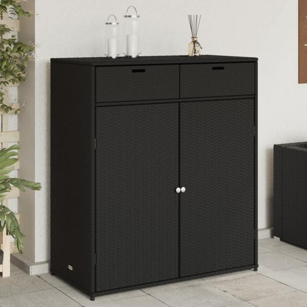 ARDEBO.de - Gartenschrank Schwarz 105x55x113 cm Poly Rattan