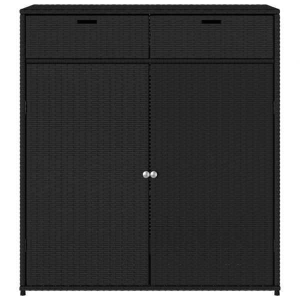 Gartenschrank Schwarz 105x55x113 cm Poly Rattan