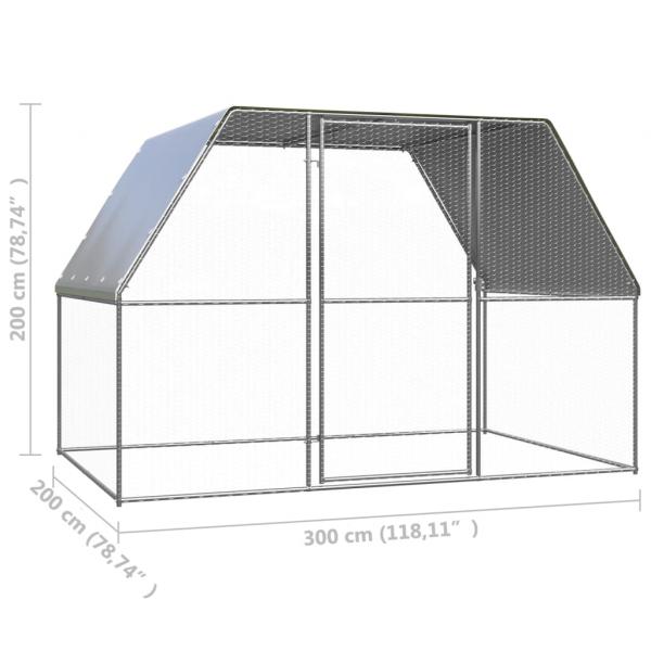 Hühnerkäfig Silbern und Grau 3x2x2 m Verzinkter Stahl