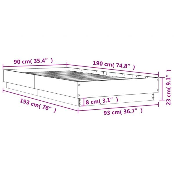 Bettgestell Braun Eichen-Optik 90x190 cm Holzwerkstoff