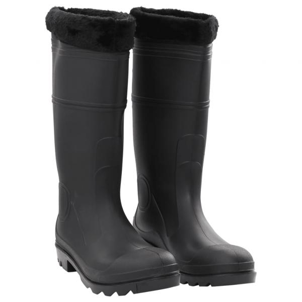 ARDEBO.de - Gummistiefel mit Herausnehmbarem Innenfutter Schwarz Gr. 46 PVC