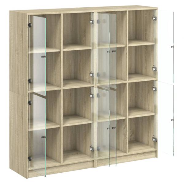 Bücherschrank mit Türen Sonoma-Eiche 136x37x142cm Holzwerkstoff