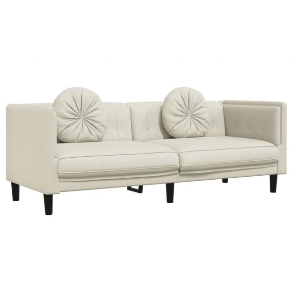 ARDEBO.de - Sofa mit Kissen 3-Sitzer Creme Samt