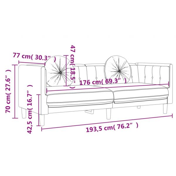 Sofa mit Kissen 3-Sitzer Creme Samt