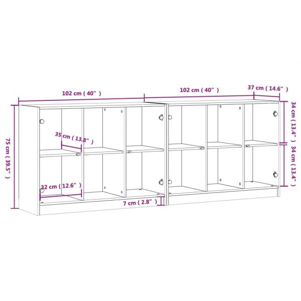 Bücherschrank mit Türen Weiß 204x37x75 cm Holzwerkstoff