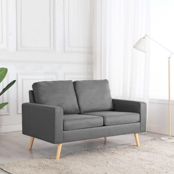 ARDEBO.de - 2-Sitzer-Sofa Hellgrau Stoff