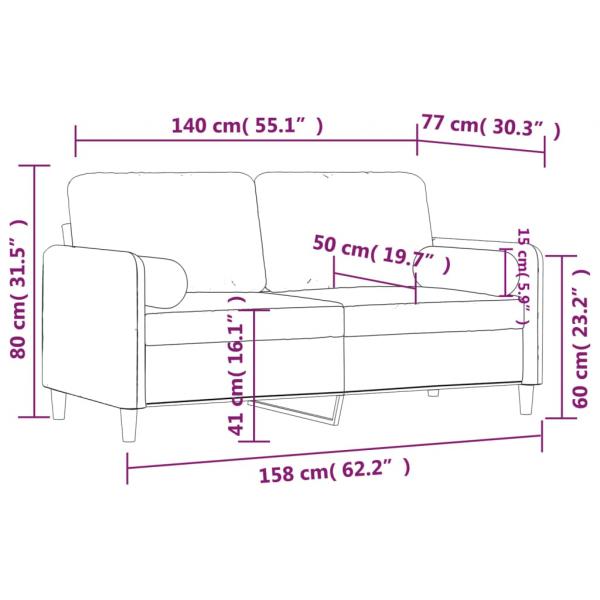 2-Sitzer-Sofa mit Zierkissen Weinrot 140 cm Samt