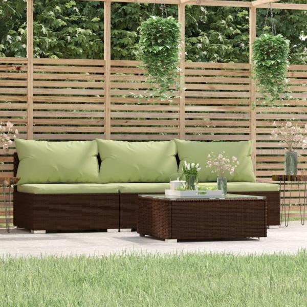 ARDEBO.de - 4-tlg. Garten-Lounge-Set mit Kissen Braun Poly Rattan