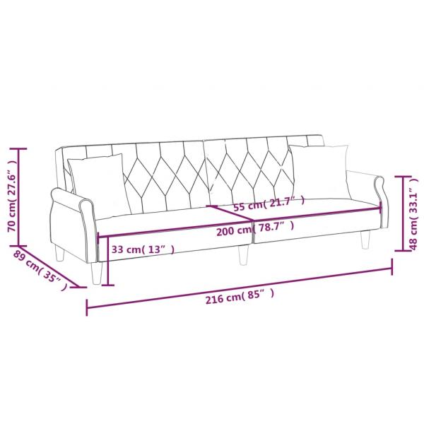 Schlafsofa mit Armlehnen Schwarz Samt