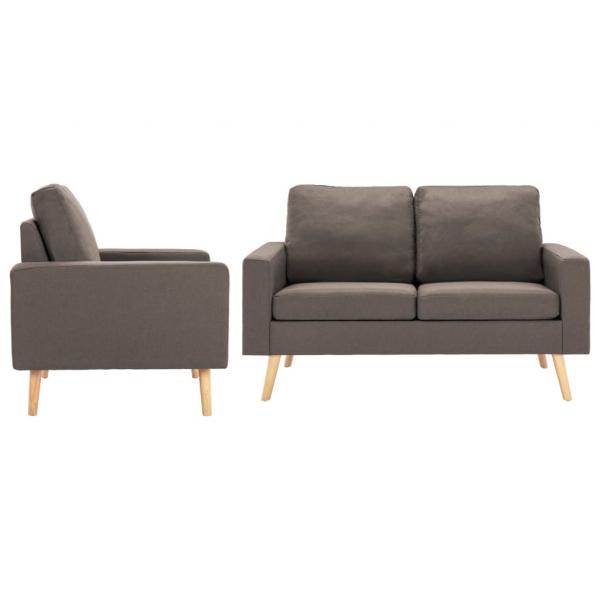 ARDEBO.de - 2-tlg. Sofagarnitur Stoff Taupe