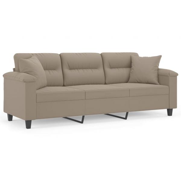 3-Sitzer-Sofa mit Kissen Taupe 180 cm Mikrofasergewebe