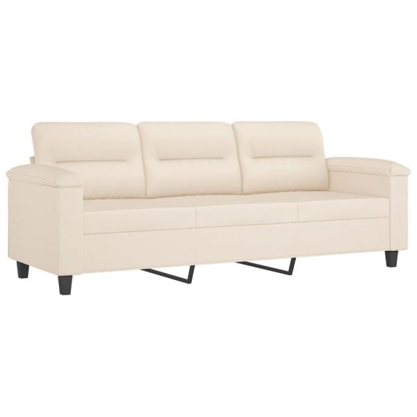 3-Sitzer-Sofa mit Kissen Beige 180 cm Mikrofasergewebe