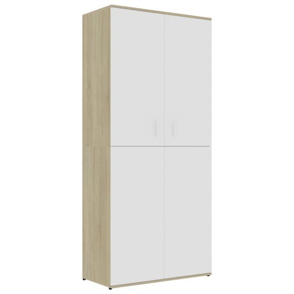 Schuhschrank Weiß & Sonoma-Eiche 80x39x178 cm Holzwerkstoff