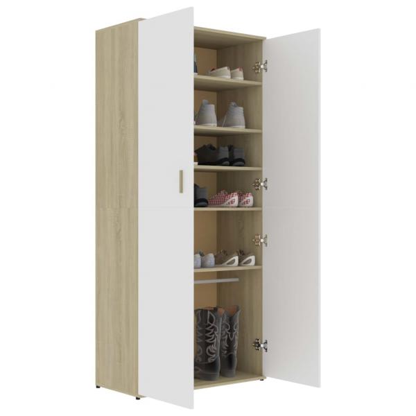 Schuhschrank Weiß & Sonoma-Eiche 80x39x178 cm Holzwerkstoff