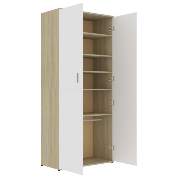 Schuhschrank Weiß & Sonoma-Eiche 80x39x178 cm Holzwerkstoff