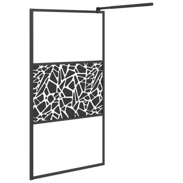 Duschwand für Walk-In Dusche 115x195 cm ESG Steindesign Schwarz