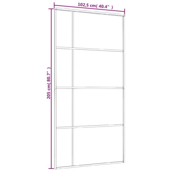 Schiebetür ESG Glas und Aluminium mattiert 102,5x205 cm Weiß