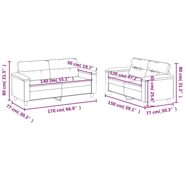 2-tlg. Sofagarnitur mit Kissen Beige Mikrofasergewebe