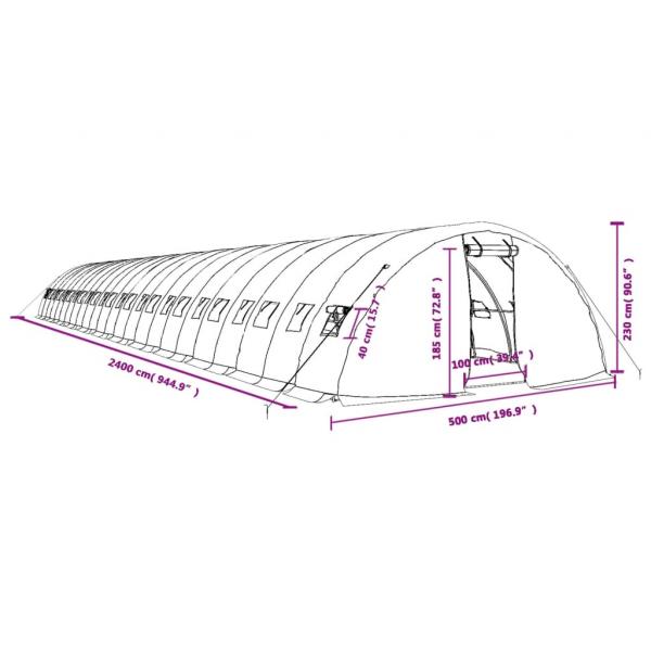 Gewächshaus mit Stahlrahmen Grün 120 m² 24x5x2,3 m