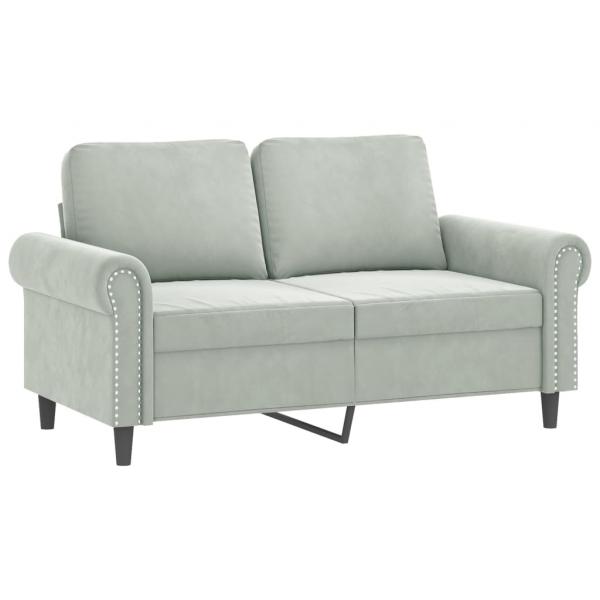 2-Sitzer-Sofa mit Zierkissen Hellgrau 120 cm Samt