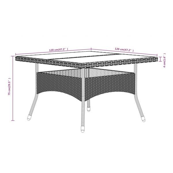 5-tlg. Garten-Essgruppe Poly Rattan & Massivholz Akazie Grau