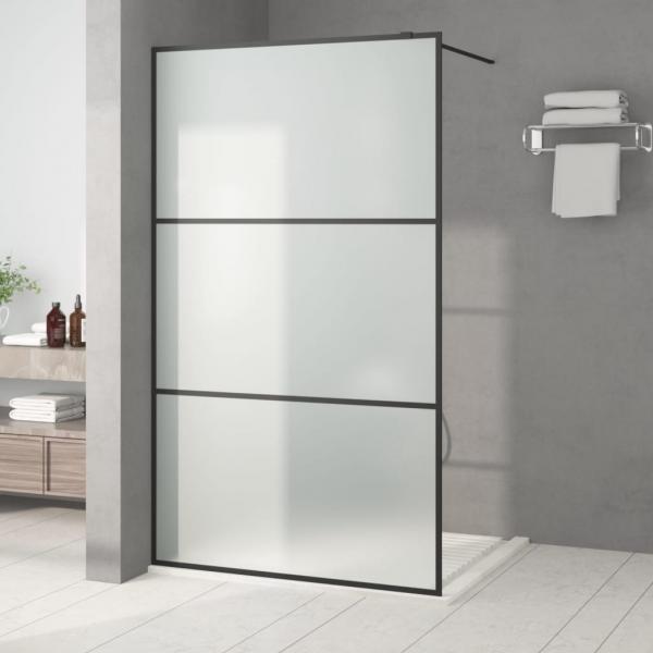 ARDEBO.de - Duschwand für Begehbare Dusche Schwarz 115x195 cm Matt ESG-Glas