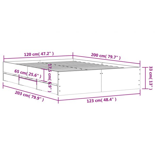 Bettgestell mit Schubladen Sonoma-Eiche 120x200cm Holzwerkstoff