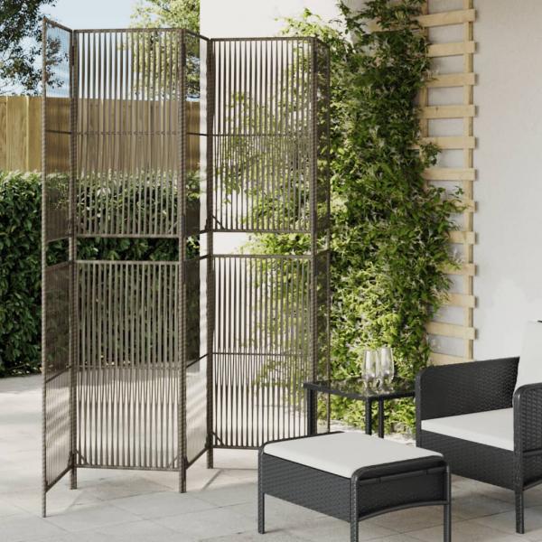 ARDEBO.de - Paravent 5-tlg. Grau Poly Rattan