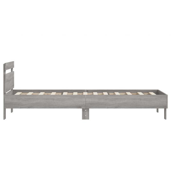 Bettgestell mit Kopfteil Grau Sonoma 90x190 cm Holzwerkstoff