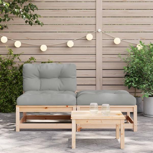 Gartensofa ohne Armlehnen mit Kissen und Hocker