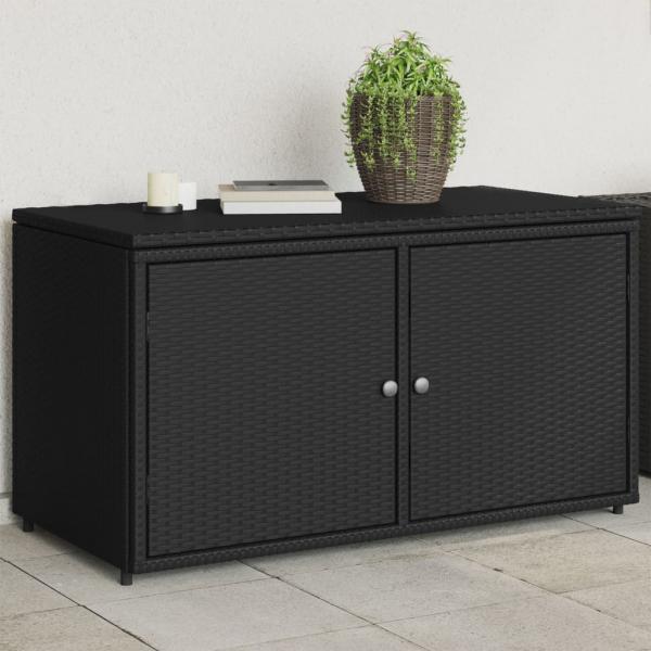 ARDEBO.de - Gartenschrank Schwarz 110x55x60,5 cm Poly Rattan