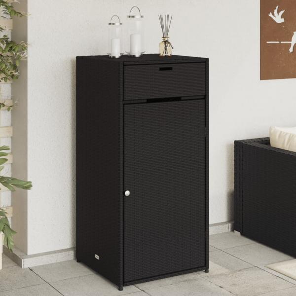 ARDEBO.de - Gartenschrank Schwarz 55x55x111 cm Poly Rattan