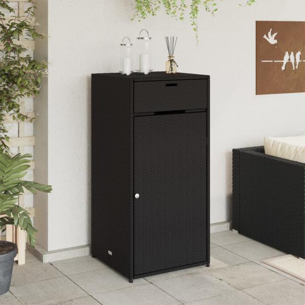 Gartenschrank Schwarz 55x55x111 cm Poly Rattan